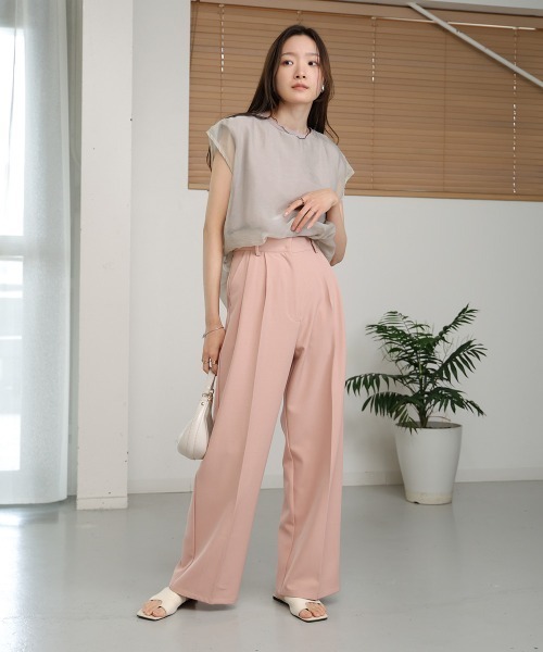 Bab（バブ）の「【S・M・L展開】ダブルウエストセンタープレススラックス（スラックス・レディース・ピンク/グレイッシュベージュ/ベージュ・S/L/M）」の20枚目の写真