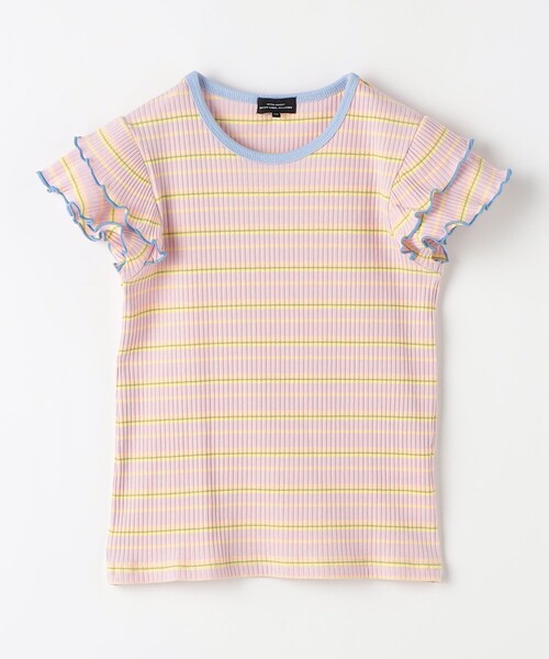 green label relaxing（グリーンレーベルリラクシング）の「TJ カラーボーダー フリル プルオーバー 100c130cm（Tシャツ/カットソー・キッズ・イエロー/ブラウン/ライラック・100cm/110cm/120cm/130cm）」の2枚目の写真