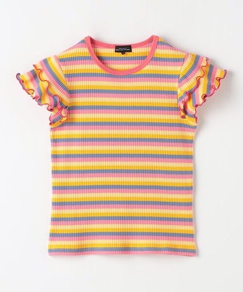 green label relaxing（グリーンレーベルリラクシング）の「TJ カラーボーダー フリル プルオーバー 100c130cm（Tシャツ/カットソー・キッズ・イエロー/ブラウン/ライラック・100cm/110cm/120cm/130cm）」の7枚目の写真
