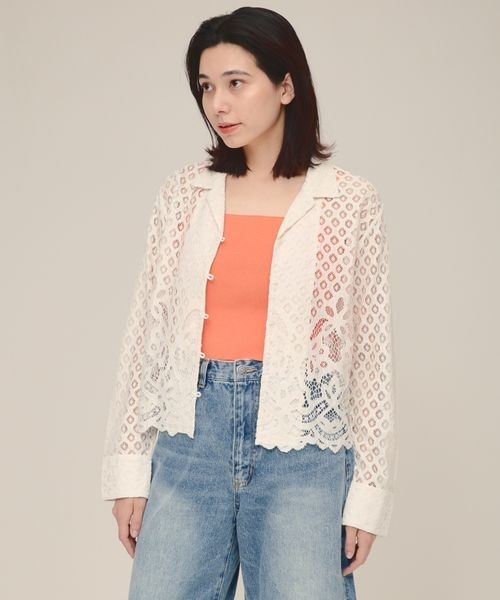 ブラウス シャツ 「eL」Made in India Panel Lace Shirt/111339 レディース セール】【eL】Made in India Panel Lace Shirt/111339（シャツ