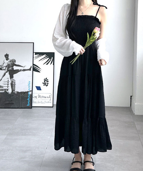 SinceThen女性らしさ ♡フレア キャミワンピース ロング キャミワンピース ロング フレア マキシ丈 光沢 サテン[品番