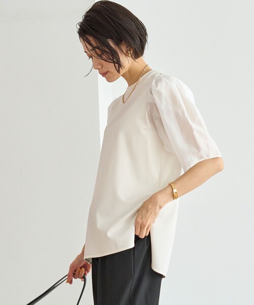 UNFILO(アンフィーロ)の「BEAUTY FORM シアースリーブTシャツ(Tシャツ/カットソー・レディース・グレー系/ネイビー系2/ホワイト系/ベージュ系2/ブラック系・X-LARGE)」の22枚目の写真