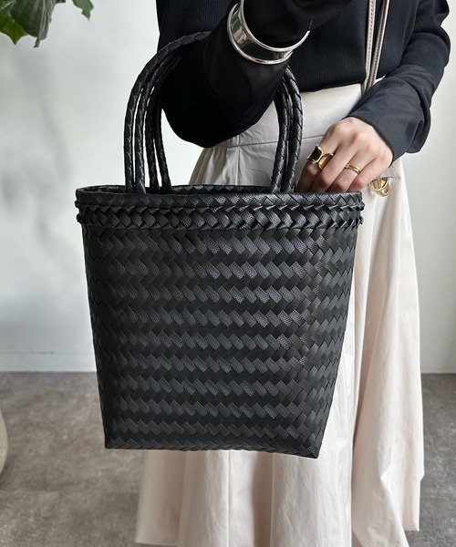 DouDou（ドゥドゥ）の「カゴバッグ（かごバッグ・レディース・ホワイト/ピンク/ブラック・MEDIUM）」の6枚目の写真