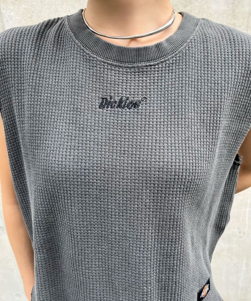 Dickies（ディッキーズ）の「DICKIES 別注ワッフルノースリーブトップス（Tシャツ/カットソー・レディース・ピンク/ホワイト/スミクロ・FREE）」の2枚目の写真