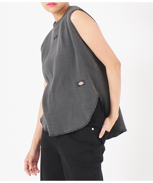 Dickies（ディッキーズ）の「DICKIES 別注ワッフルノースリーブトップス（Tシャツ/カットソー・レディース・ピンク/ホワイト/スミクロ・FREE）」の13枚目の写真