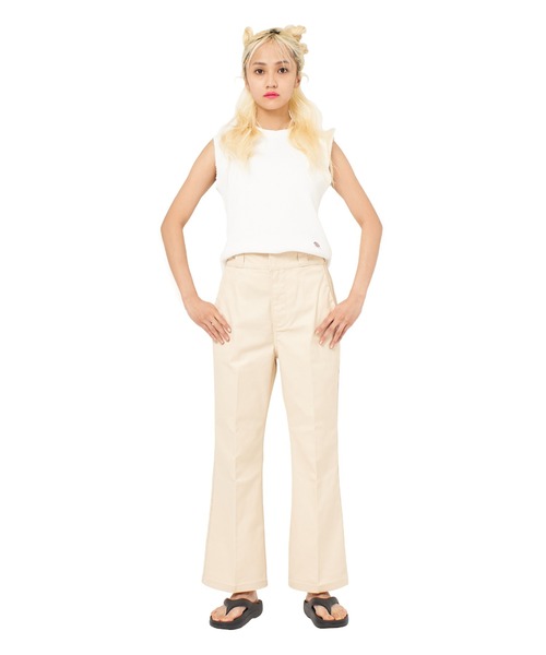 Dickies（ディッキーズ）の「DICKIES 別注ワッフルノースリーブトップス（Tシャツ/カットソー・レディース・ピンク/ホワイト/スミクロ・FREE）」の6枚目の写真