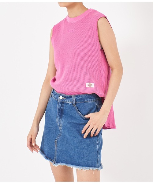 Dickies（ディッキーズ）の「DICKIES 別注ワッフルノースリーブトップス（Tシャツ/カットソー・レディース・ピンク/ホワイト/スミクロ・FREE）」の17枚目の写真