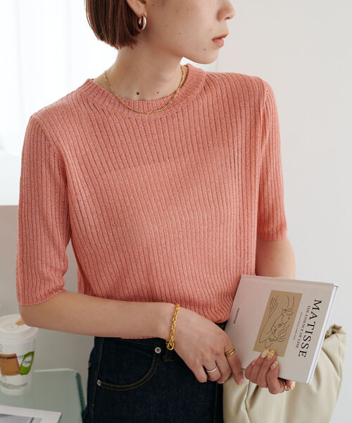 セール】【WEB限定】ラメリブ5分袖（ニット/セーター）｜DISCOAT