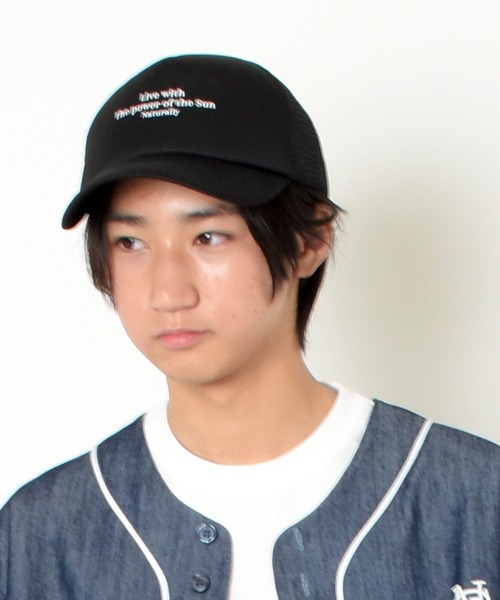 GLAZOS（グラソス）の「【大人向けサイズあり】メッセージプリントメッシュCAP（キャップ・キッズ・ネイビー/ホワイト/ブラック・フリー）」の2枚目の写真