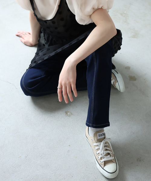 Girly Doll（ガーリードール）の「フロントラインハイウエストデニム（デニムパンツ・レディース・ライトブルー/ブルー/インディゴブルー・L/S/M）」の15枚目の写真