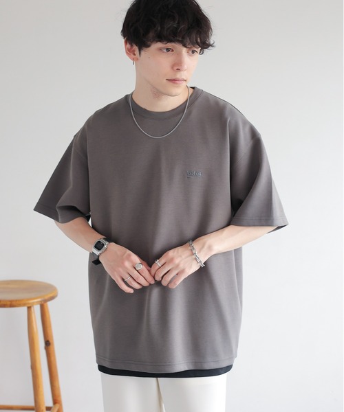 RAGEBLUE（レイジブルー）の「パウダーブリーチ/ワンポイント刺繍オーバーサイズポンチTシャツ（Tシャツ/カットソー・メンズ・ベージュ/オレンジ/グレー/ブルー・SMALL/MEDIUM/LARGE）」の2枚目の写真