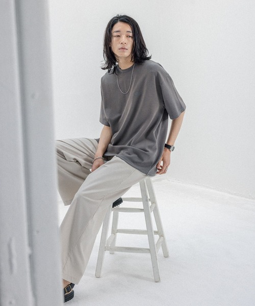 RAGEBLUE（レイジブルー）の「パウダーブリーチ/ワンポイント刺繍オーバーサイズポンチTシャツ（Tシャツ/カットソー・メンズ・ベージュ/オレンジ/グレー/ブルー・SMALL/MEDIUM/LARGE）」の9枚目の写真