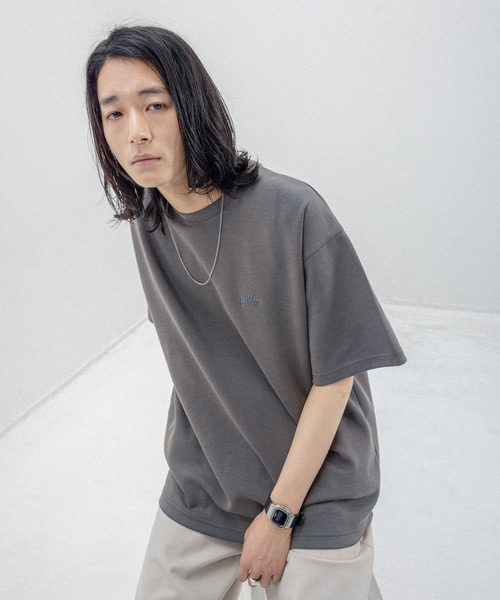 RAGEBLUE（レイジブルー）の「パウダーブリーチ/ワンポイント刺繍オーバーサイズポンチTシャツ（Tシャツ/カットソー・メンズ・ベージュ/オレンジ/グレー/ブルー・SMALL/MEDIUM/LARGE）」の12枚目の写真