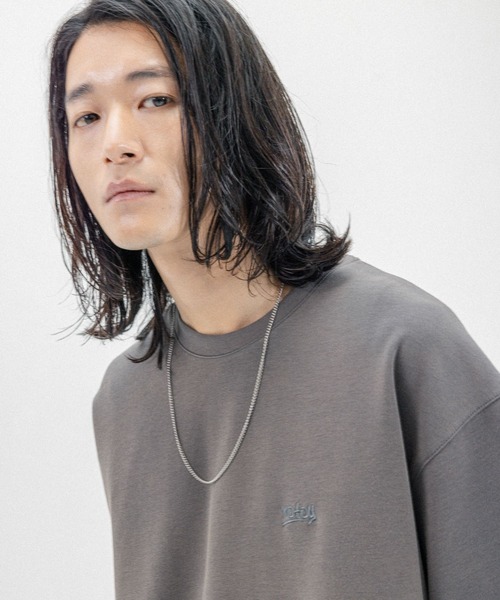 RAGEBLUE（レイジブルー）の「パウダーブリーチ/ワンポイント刺繍オーバーサイズポンチTシャツ（Tシャツ/カットソー・メンズ・ベージュ/オレンジ/グレー/ブルー・SMALL/MEDIUM/LARGE）」の17枚目の写真