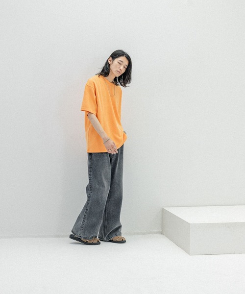 RAGEBLUE（レイジブルー）の「パウダーブリーチ/ワンポイント刺繍オーバーサイズポンチTシャツ（Tシャツ/カットソー・メンズ・ベージュ/オレンジ/グレー/ブルー・SMALL/MEDIUM/LARGE）」の19枚目の写真