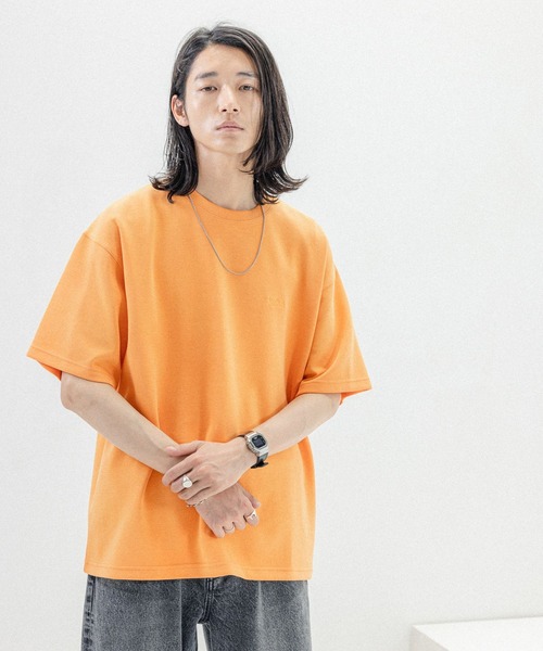 RAGEBLUE（レイジブルー）の「パウダーブリーチ/ワンポイント刺繍オーバーサイズポンチTシャツ（Tシャツ/カットソー・メンズ・ベージュ/オレンジ/グレー/ブルー・SMALL/MEDIUM/LARGE）」の22枚目の写真