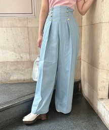 an another angelus | ゴールドダブル釦デニムワイドパンツ/ananotherangelus(デニムパンツ)