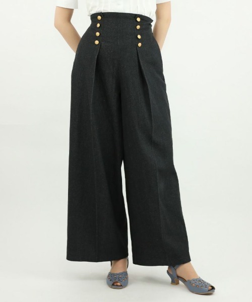 an another angelus（アンアナザーアンジェラス）の「ゴールドダブル釦デニムワイドパンツ/ananotherangelus（デニムパンツ・レディース・ブラック/ライトブルー・2/1）」の17枚目の写真