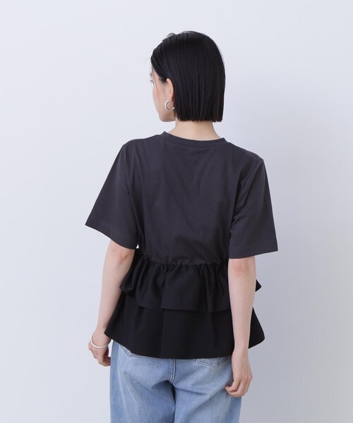 N.（N. Natural Beauty Basic）（エヌエヌナチュラルビューティーベーシック）の「◆異素材ペプラムトップ（Tシャツ/カットソー・レディース・オフホワイト/ブラック・MEDIUM）」の14枚目の写真