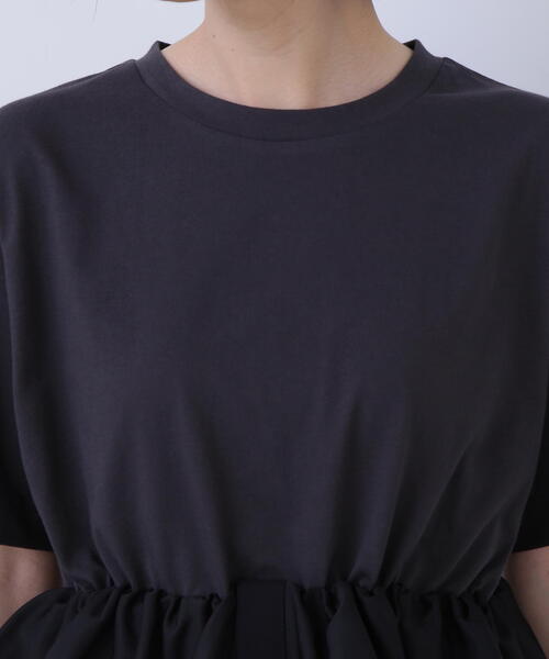 N.（N. Natural Beauty Basic）（エヌエヌナチュラルビューティーベーシック）の「◆異素材ペプラムトップ（Tシャツ/カットソー・レディース・オフホワイト/ブラック・MEDIUM）」の15枚目の写真