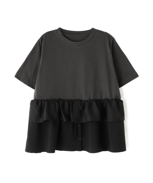 N.（N. Natural Beauty Basic）（エヌエヌナチュラルビューティーベーシック）の「◆異素材ペプラムトップ（Tシャツ/カットソー・レディース・オフホワイト/ブラック・MEDIUM）」の18枚目の写真