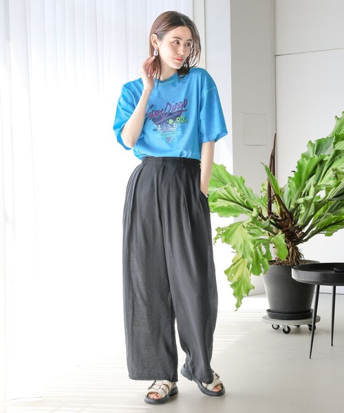 2色 ツーピース リネンシャツ ワイドパンツ ストレート ルーズ LEPSIM(レプシィム)の「2タックストレートワイドパンツ 117917