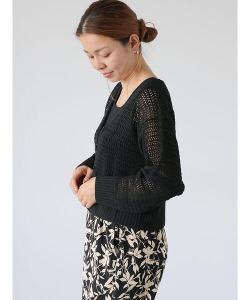 Lugnoncure（ルノンキュール）の「2WAY透かし編みニットカーディガン（カーディガン/ボレロ・レディース・ブラック/レッド/オフホワイト・F）」の9枚目の写真