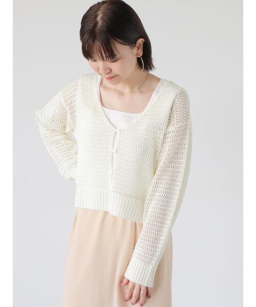 Lugnoncure（ルノンキュール）の「2WAY透かし編みニットカーディガン（カーディガン/ボレロ・レディース・ブラック/レッド/オフホワイト・F）」の13枚目の写真