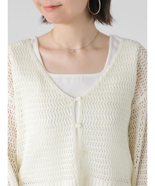 Lugnoncure（ルノンキュール）の「2WAY透かし編みニットカーディガン（カーディガン/ボレロ・レディース・ブラック/レッド/オフホワイト・F）」の16枚目の写真