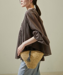 SALON adam et rope' | ボルガバスケット縦長ポシェット/革ショルダーナチュラル(かごバッグ)