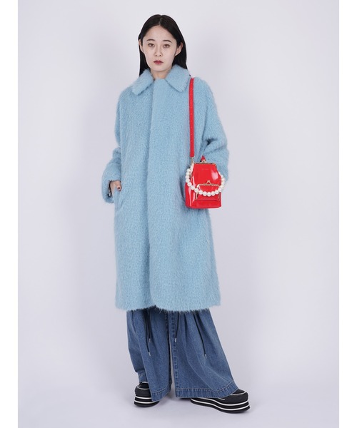 PAMEO POSE（パメオポーズ）の「Shaggy With Ribbon Coat（その他アウター・レディース・アイボリー/スカイブルー・FREE）」の7枚目の写真