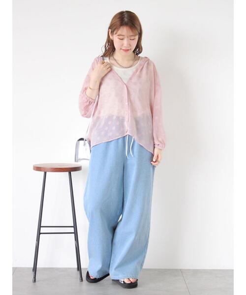 ehka sopo（エヘカソポ）の「ウォッシュ加工ワイドパンツ（その他パンツ・レディース・ブルー/チャコールグレー/サックスブルー/ブラック・F）」の10枚目の写真