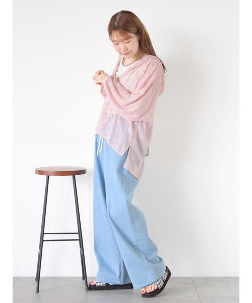 ehka sopo（エヘカソポ）の「ウォッシュ加工ワイドパンツ（その他パンツ・レディース・ブルー/チャコールグレー/サックスブルー/ブラック・F）」の12枚目の写真