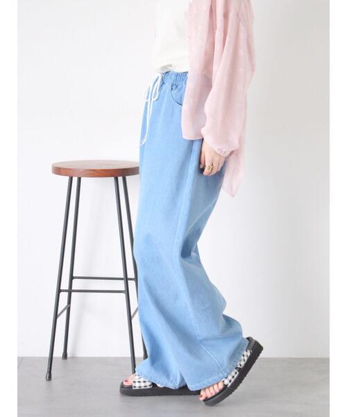 ehka sopo（エヘカソポ）の「ウォッシュ加工ワイドパンツ（その他パンツ・レディース・ブルー/チャコールグレー/サックスブルー/ブラック・F）」の15枚目の写真