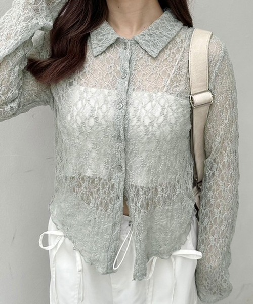 OLIVE des OLIVE（オリーブデオリーブ）の「レースブラウス　1041060910（シャツ/ブラウス・レディース・アイボリー/サックスブルー/ブラック・FREE）」の3枚目の写真
