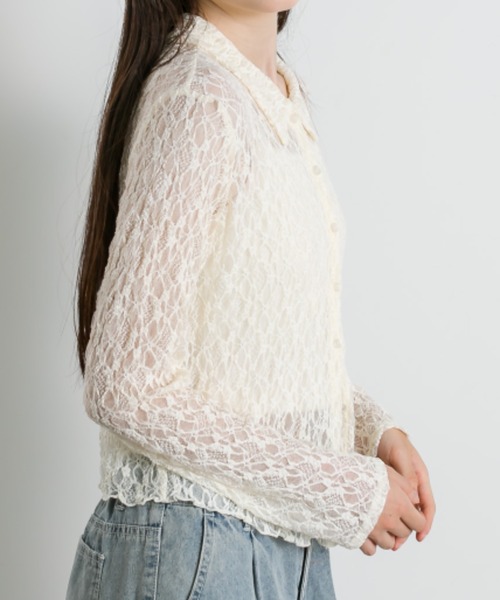 OLIVE des OLIVE（オリーブデオリーブ）の「レースブラウス　1041060910（シャツ/ブラウス・レディース・アイボリー/サックスブルー/ブラック・FREE）」の6枚目の写真