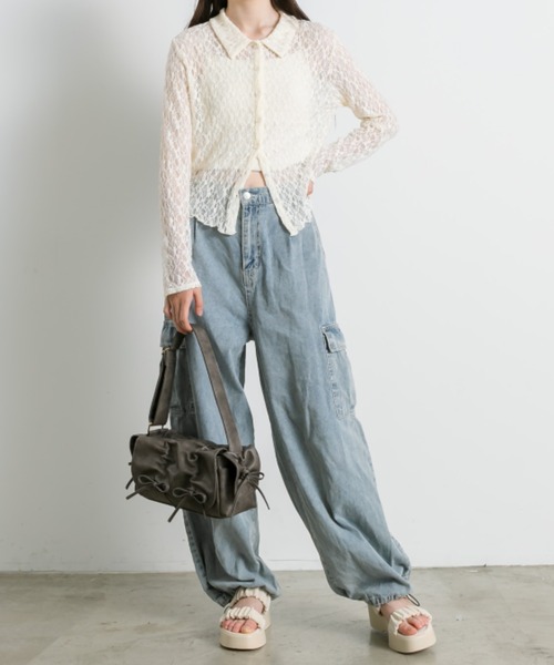 OLIVE des OLIVE（オリーブデオリーブ）の「レースブラウス　1041060910（シャツ/ブラウス・レディース・アイボリー/サックスブルー/ブラック・FREE）」の8枚目の写真