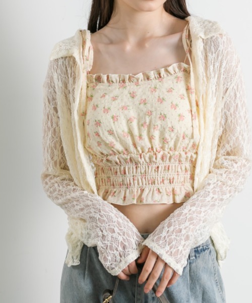 OLIVE des OLIVE（オリーブデオリーブ）の「レースブラウス　1041060910（シャツ/ブラウス・レディース・アイボリー/サックスブルー/ブラック・FREE）」の9枚目の写真