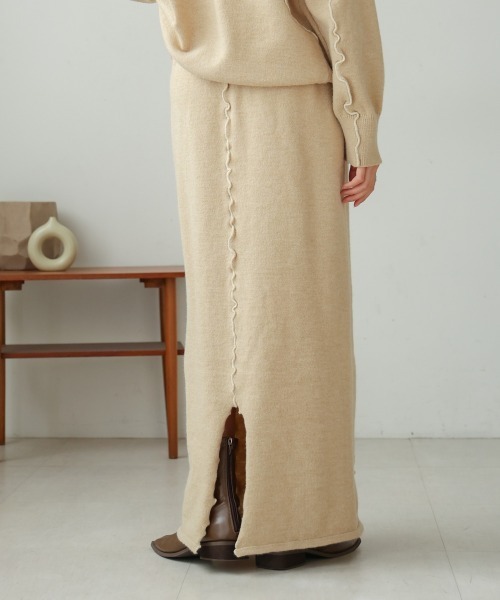 Bab（バブ）の「【セットアップ対応】ウェーブメロウニットスカート（スカート・レディース・アイボリー/ブラック/チャコールグレー/ライトグレー/ベージュ・FREE）」の13枚目の写真