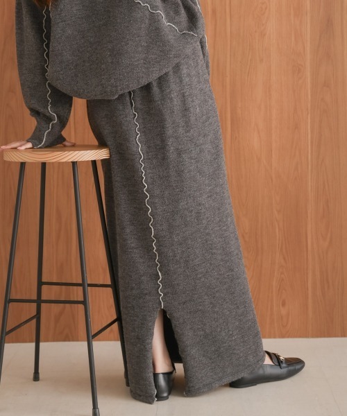 Bab（バブ）の「【セットアップ対応】ウェーブメロウニットスカート（スカート・レディース・アイボリー/ブラック/チャコールグレー/ライトグレー/ベージュ・FREE）」の6枚目の写真