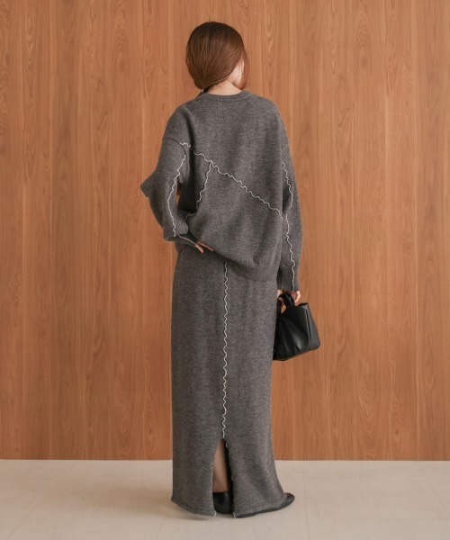 Bab（バブ）の「【セットアップ対応】ウェーブメロウニットスカート（スカート・レディース・アイボリー/ブラック/チャコールグレー/ライトグレー/ベージュ・FREE）」の7枚目の写真