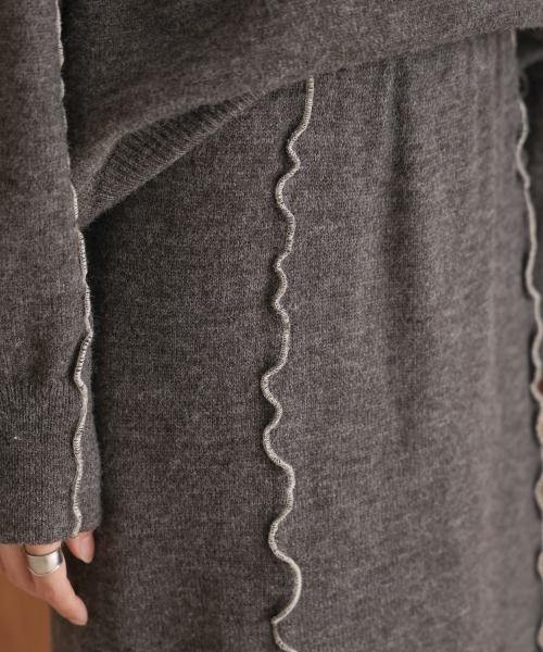 Bab（バブ）の「【セットアップ対応】ウェーブメロウニットスカート（スカート・レディース・アイボリー/ブラック/チャコールグレー/ライトグレー/ベージュ・FREE）」の8枚目の写真