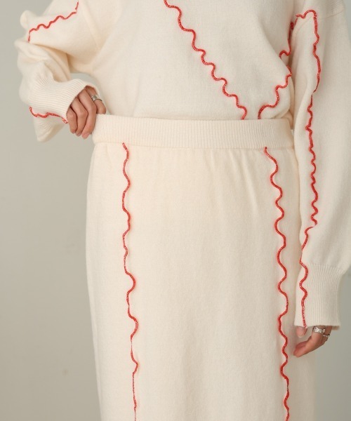 Bab（バブ）の「【セットアップ対応】ウェーブメロウニットスカート（スカート・レディース・アイボリー/ブラック/チャコールグレー/ライトグレー/ベージュ・FREE）」の19枚目の写真