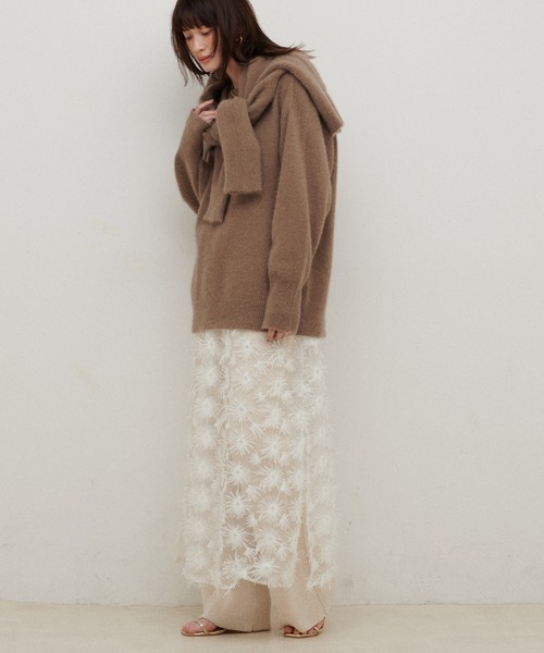 LARUTA(ラルータ)の「【LARUTA】レースフリンジスリットワンピース(ワンピース・レディース・ブラック/オフホワイト・FREE)」の2枚目の写真