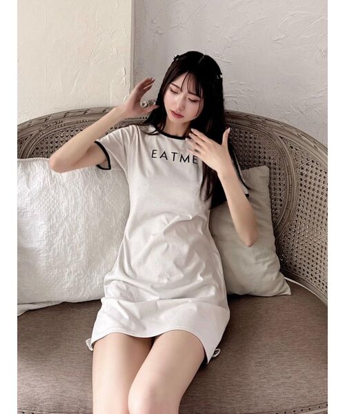 EATME ロゴTシャツワンピース　半袖 EATME ワンピース ロゴTシャツワンピース : ZOZOTOWN Yahoo!店