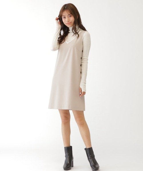 JILL by JILL STUART(ジルバイジルスチュアート)の「◇梳毛調ミニジャンスカ(ワンピース・レディース・ベージュ/チャコールグレー・MEDIUM/SMALL)」の12枚目の写真