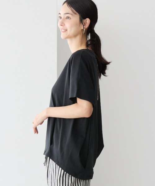 AMERICAN HOLIC(アメリカンホリック)の「接触冷感裾タックカットプルオーバー(Tシャツ/カットソー・レディース・モカ/グリーン/オフホワイト/ブルー/ブラック・M/L)」の3枚目の写真