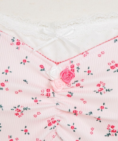 Diable baiser(ディアブルベーゼ)の「プチローズプリント半袖カットソー(Tシャツ/カットソー・レディース・ベビーピンク/ブルー・SMALL/LL/LARGE/MEDIUM)」の6枚目の写真