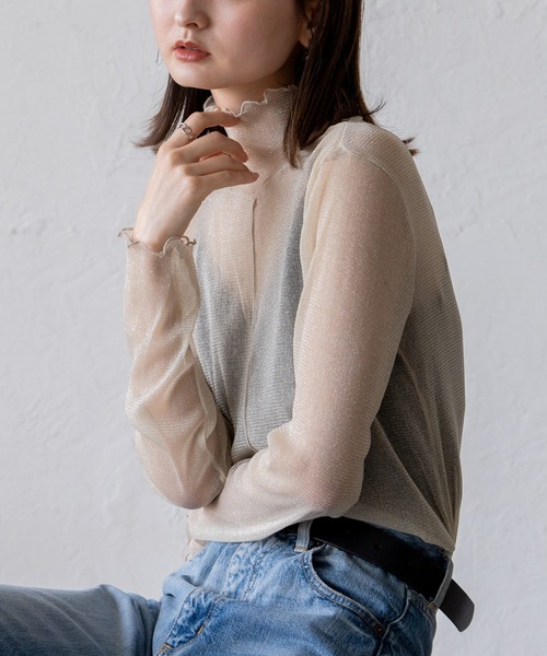 VitaFelice(ヴィータフェリーチェ)の「ラメシアータートルトップス(Tシャツ/カットソー・レディース・ブラック/ブルーグレー/アイボリー・FREE)」の22枚目の写真