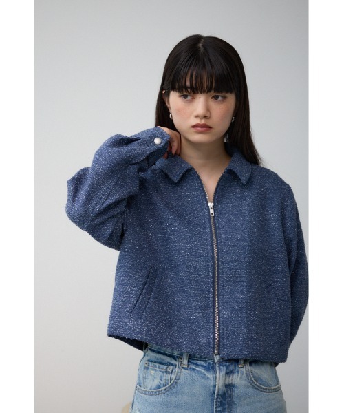 AZUL by moussy（アズールバイマウジー）の「ラメツイードショートジャケット（テーラードジャケット・レディース・ブラック/ライトベージュ/ブルー・FREE）」の14枚目の写真